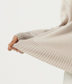 Polo Neck Long Sleeve Dropped Shoulder Casual Jumper — Oat Cream White — view 6