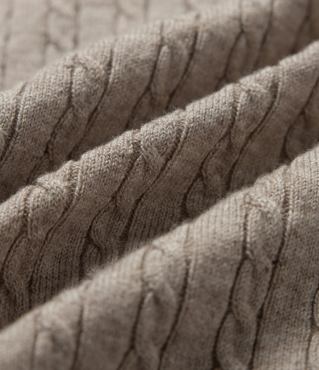 Henley Neck Cable Stitch Long Sleeve Work Jumper — Silver Sage — view 8