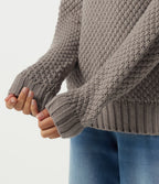 Round Neck Dropped Shoulder Long Sleeve Work Jumper — Cobblestone — view 6