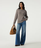 Round Neck Dropped Shoulder Long Sleeve Work Jumper — Cobblestone — view 7