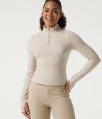 Stand Collar Long Sleeve Fleece Casual Jacket — Gray Morn — view 4