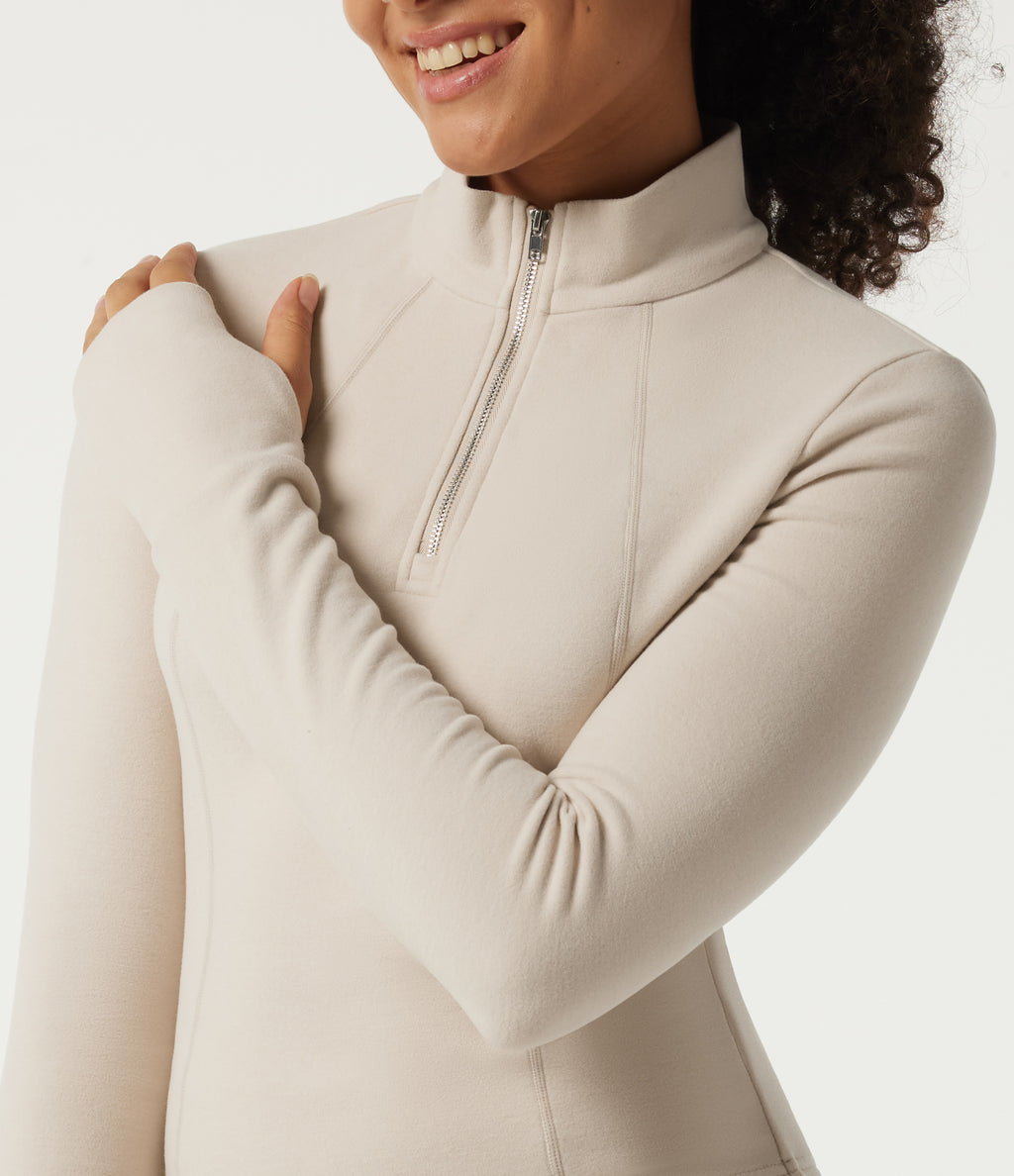 Stand Collar Long Sleeve Fleece Casual Jacket — Gray Morn — view 5