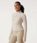 Stand Collar Long Sleeve Fleece Casual Jacket — Gray Morn — view 3
