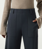 Extra Heat High Waisted Barrel Leg Casual Trousers with Pockets — Carbon — view 4