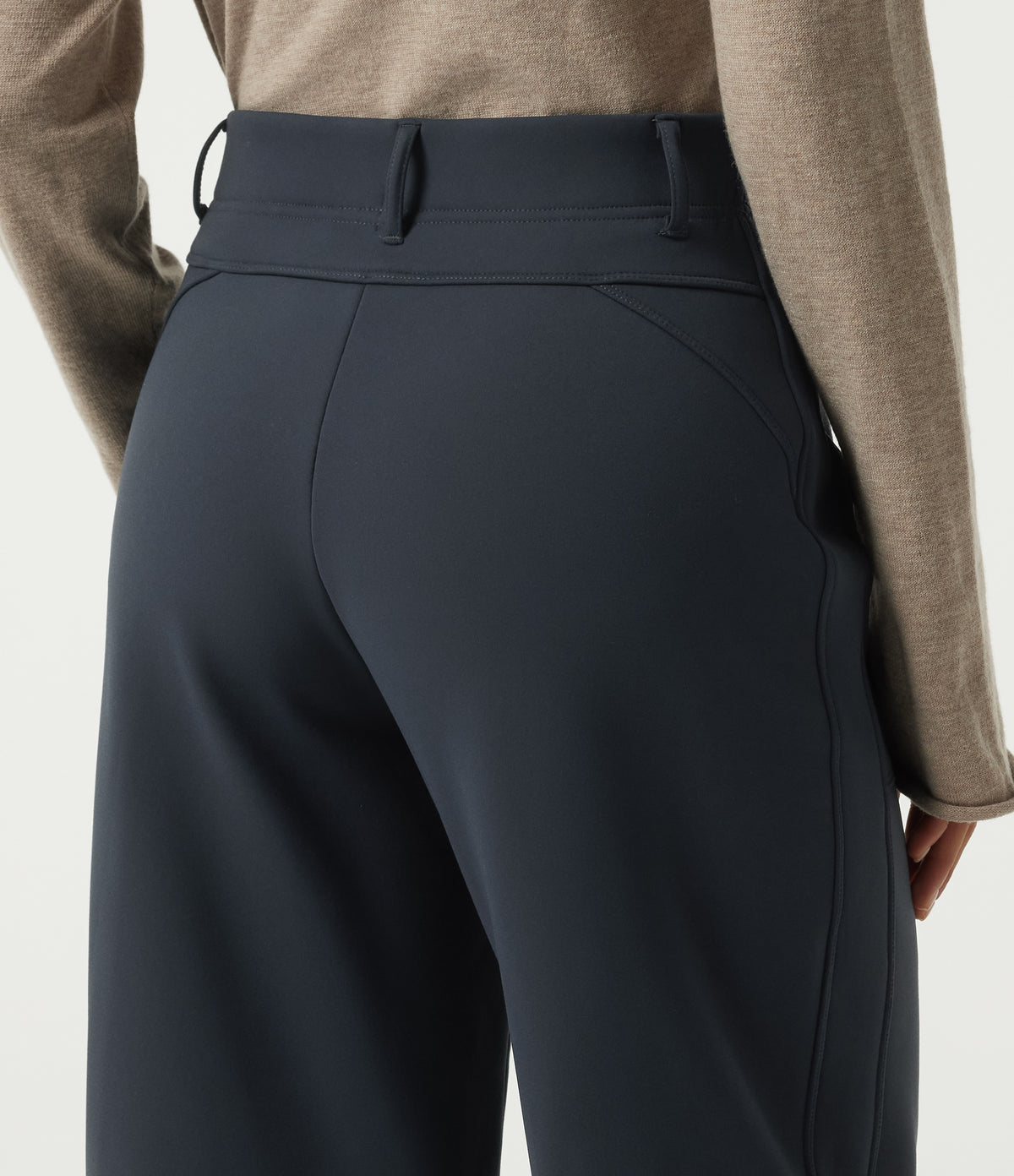 Extra Heat High Waisted Barrel Leg Casual Trousers with Pockets — Carbon — view 5