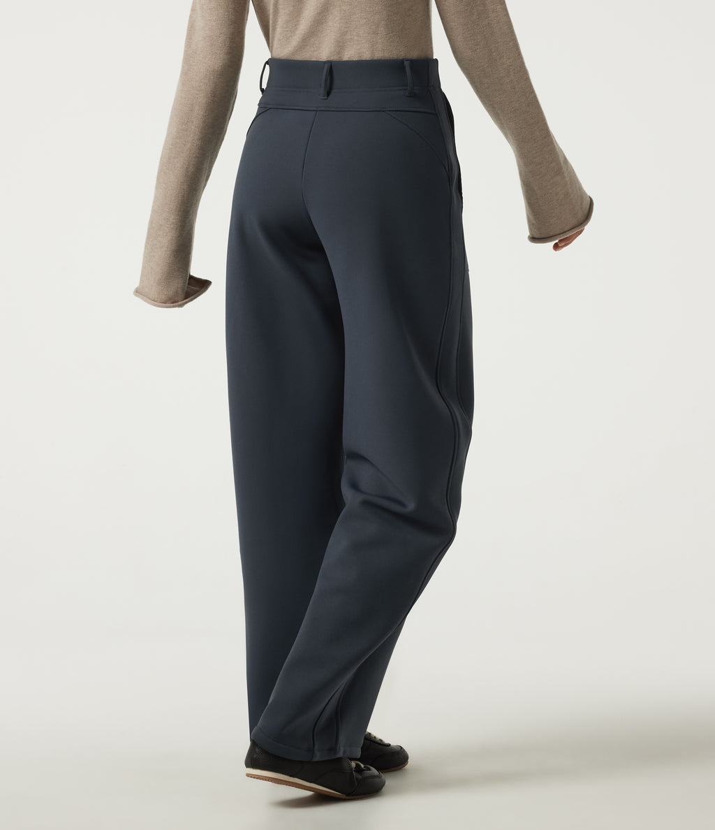 Extra Heat High Waisted Barrel Leg Casual Trousers with Pockets — Carbon — view 2