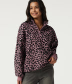 Stand Collar Long Sleeve Leopard Print Casual Top — Blush Leopard — view 8