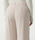 Mid Rise Wide Leg Corduroy Casual Trousers with Pockets — White — view 5