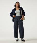High Waisted Barrel Leg Hiking Trousers with Pockets — Carbon — view 6