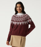 High Neck Long Sleeve Casual Jumper — Cardinal Red — view 4