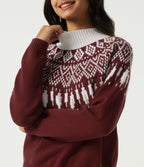 High Neck Long Sleeve Casual Jumper — Cardinal Red — view 5