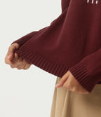 High Neck Long Sleeve Casual Jumper — Cardinal Red — view 6