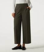 Mid Rise Straight Leg Work Trousers with Pockets — Forest Night — view 1