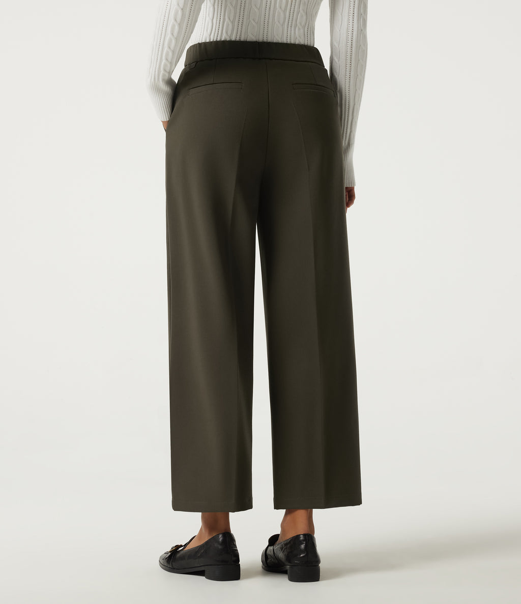 Mid Rise Straight Leg Work Trousers with Pockets — Forest Night — view 2