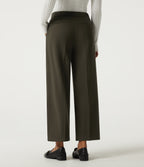 Mid Rise Straight Leg Work Trousers with Pockets — Forest Night — view 2