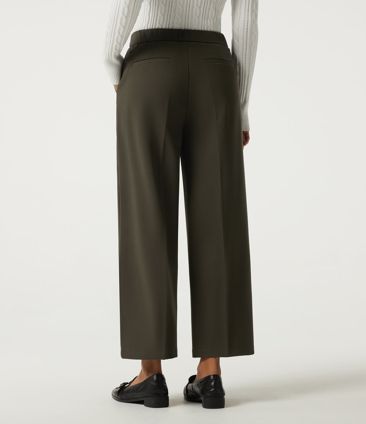 Mid Rise Straight Leg Work Trousers with Pockets — Forest Night — view 2