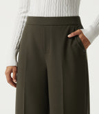 Mid Rise Straight Leg Work Trousers with Pockets — Forest Night — view 4