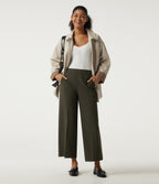 Mid Rise Straight Leg Work Trousers with Pockets — Forest Night — view 7