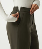 Mid Rise Straight Leg Work Trousers with Pockets — Forest Night — view 6