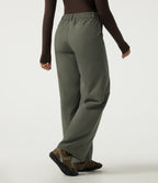 High Waisted Wide Leg Hiking Trousers with Pockets — Dull Grey Green — view 2