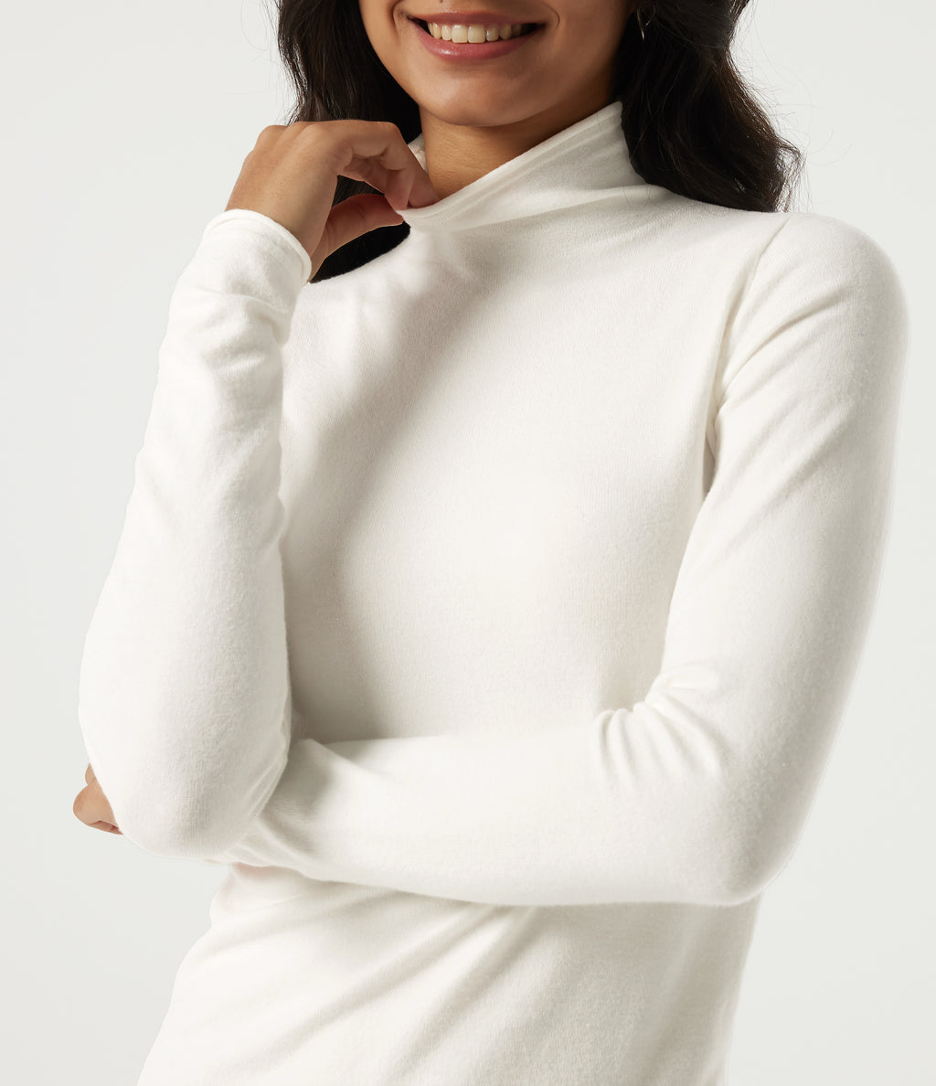High Neck Long Sleeve Work Jumper — White Alyssum — view 5