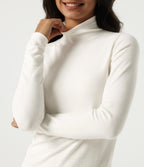 High Neck Long Sleeve Work Jumper — White Alyssum — view 5