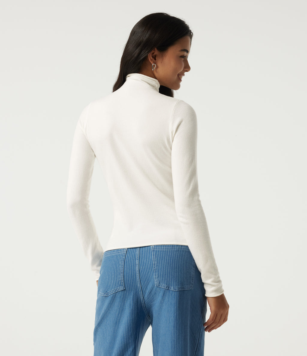 High Neck Long Sleeve Work Jumper — White Alyssum — view 2