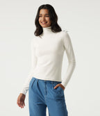 High Neck Long Sleeve Work Jumper — White Alyssum — view 4