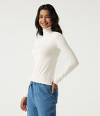 High Neck Long Sleeve Work Jumper — White Alyssum — view 3