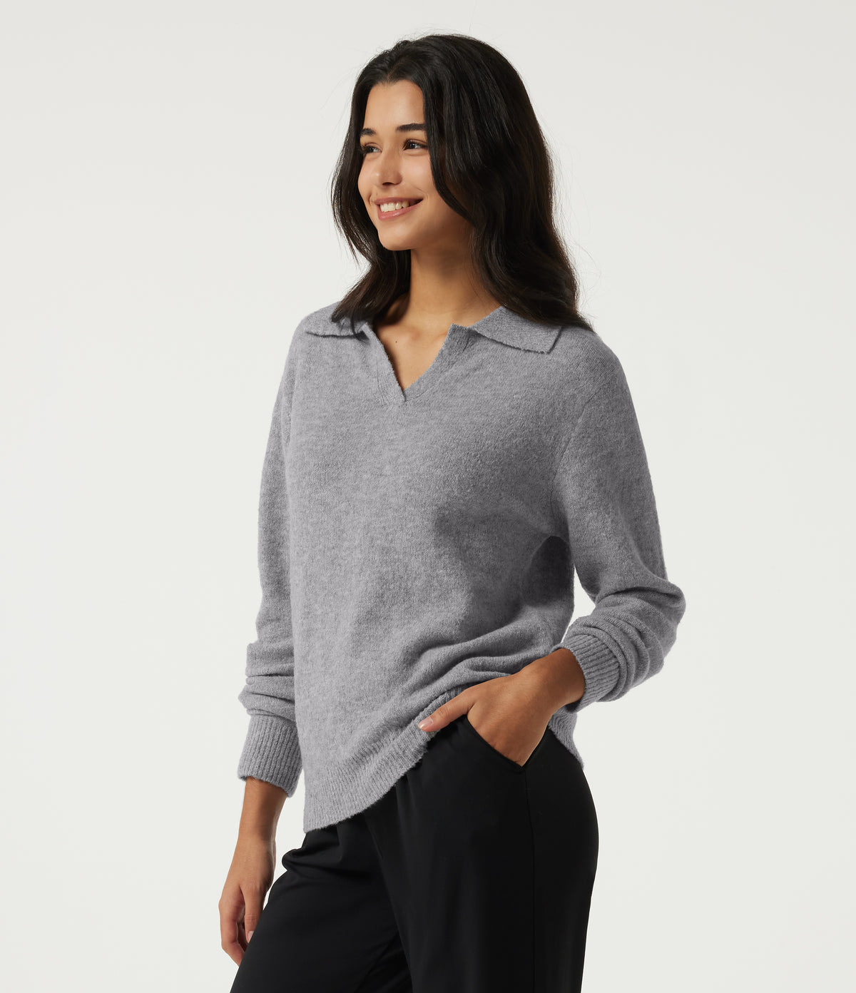 Polo Long Sleeve Work Jumper — Fog Gray — view 3