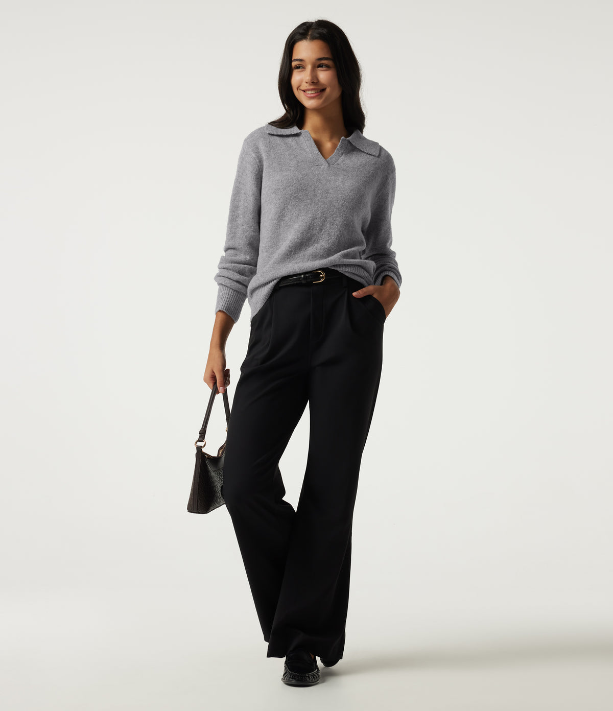 Polo Long Sleeve Work Jumper — Fog Gray — view 7