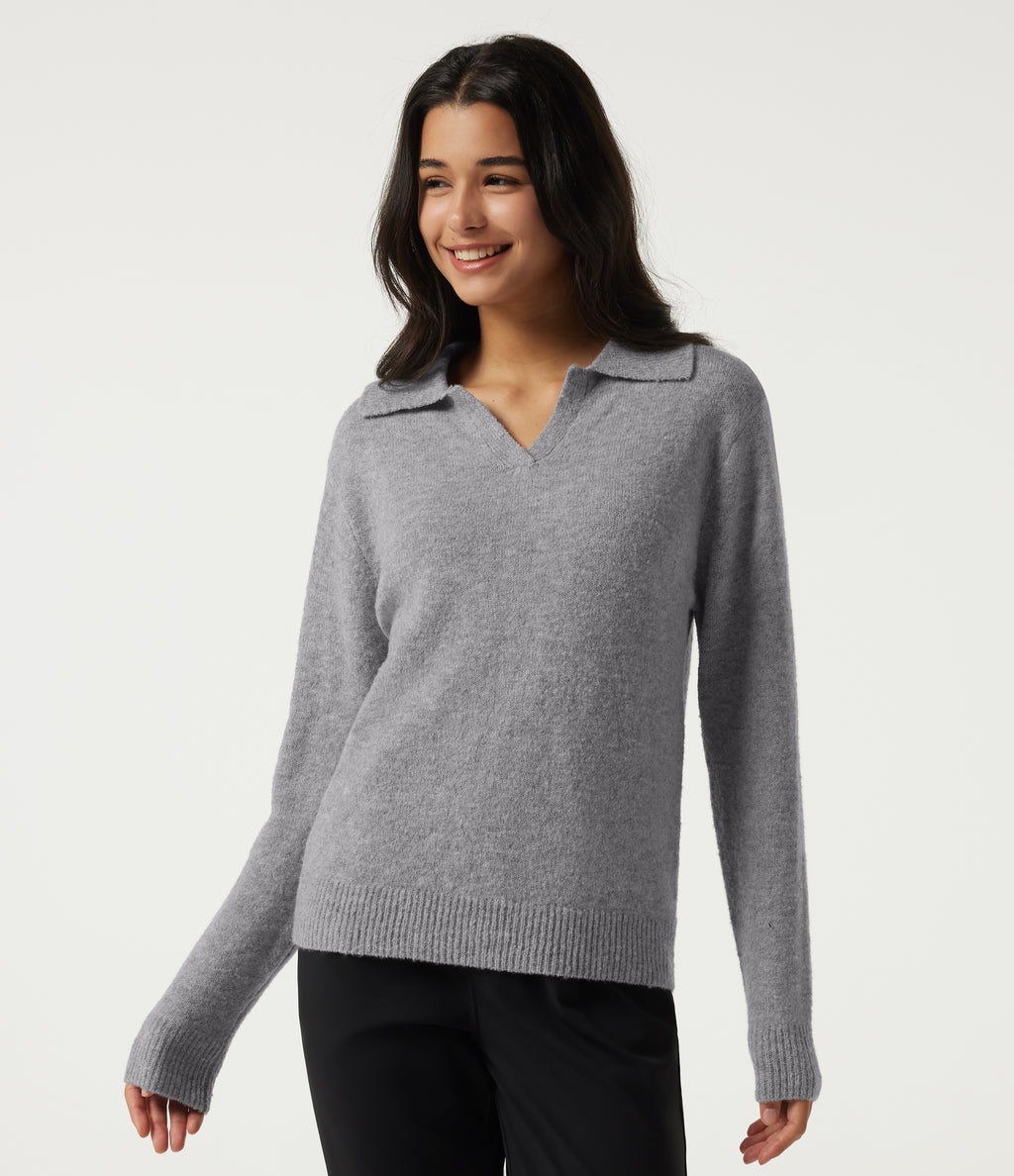 Polo Long Sleeve Work Jumper — Fog Gray — view 4