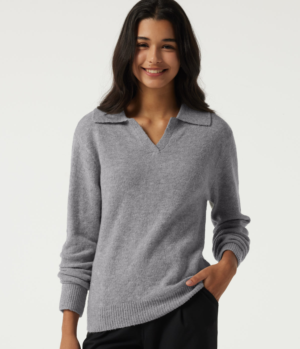 Polo Long Sleeve Work Jumper — Fog Gray — view 1