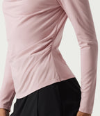 Cowl Neck Long Sleeve Ruched Casual T-Shirt — Pinkish Petals — view 5
