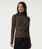 Stacked Mock Neck Long Sleeve Leopard Print Casual T-Shirt — Hazel Prowl — view 4