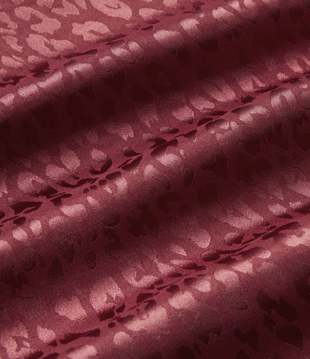 High Waisted Leopard Print Satin Casual Midi Mermaid Skirt — Burgundy Bloom Jacquard — view 7