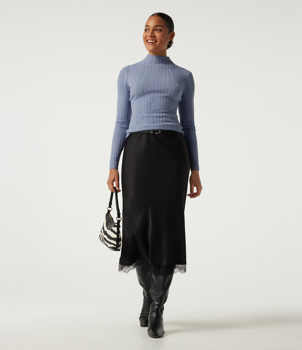 Mock Neck Long Sleeve Work Jumper — Camon blue — view 7