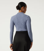 Mock Neck Long Sleeve Work Jumper — Camon blue — view 2