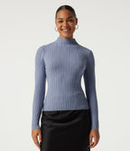 Mock Neck Long Sleeve Work Jumper — Camon blue — view 4