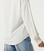 Round Neck Long Sleeve Casual Blouse — White — view 6