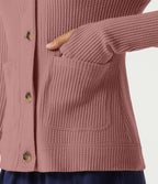 Hooded Long Sleeve Casual Jacket with Pockets — Wild Salmon — view 7