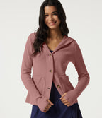 Hooded Long Sleeve Casual Jacket with Pockets — Wild Salmon — view 4