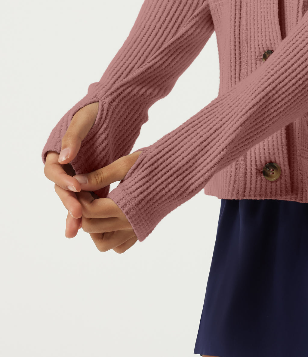 Hooded Long Sleeve Casual Jacket with Pockets — Wild Salmon — view 8