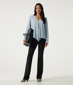 V Neck Long Sleeve Casual Blouse — Baby Blue — view 6