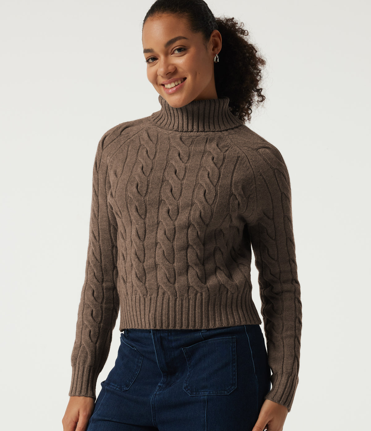 Lapel Raglan Long Sleeve Work Jumper — Acorn — view 1