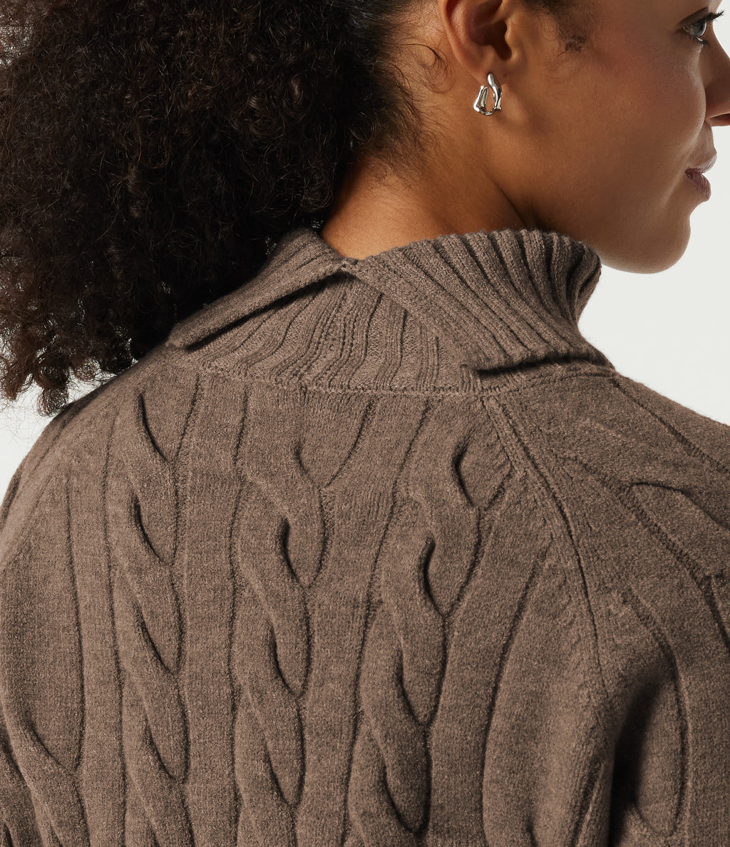 Lapel Raglan Long Sleeve Work Jumper — Acorn — view 5