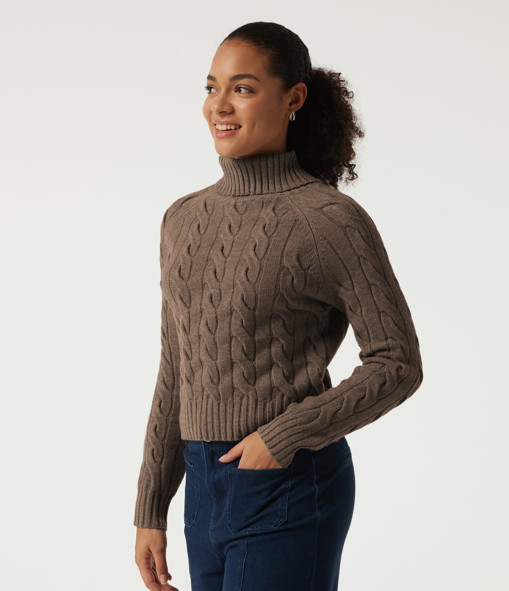 Lapel Raglan Long Sleeve Work Jumper — Acorn — view 3