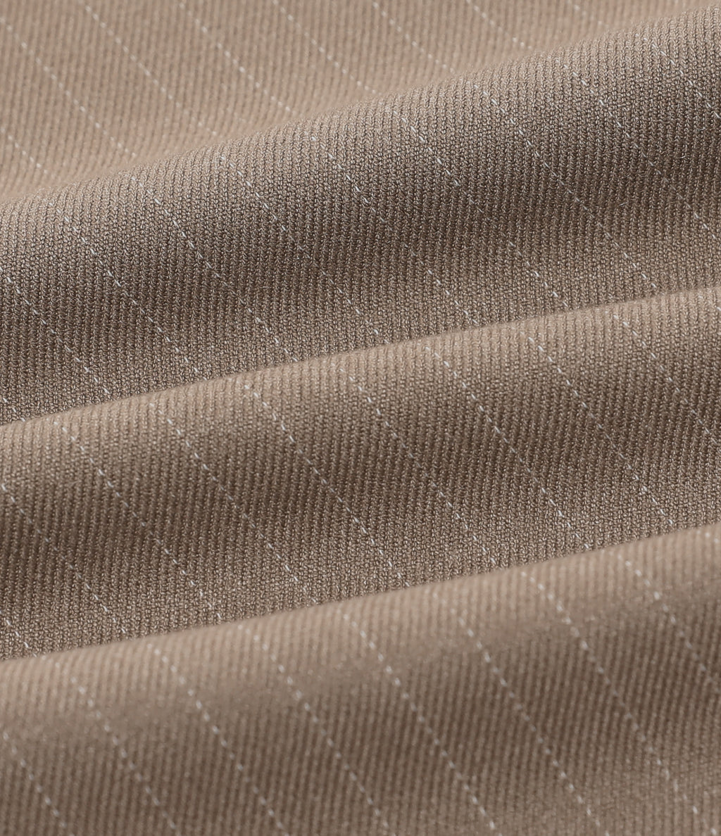 Mid Rise Straight Leg Stripe Work Trousers with Pockets — Shitake Stripe — view 7