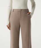 Mid Rise Straight Leg Stripe Work Trousers with Pockets — Shitake Stripe — view 4