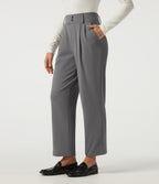 High Waisted Tapered Fleece Work Trousers with Pockets — Silent Storm — view 3